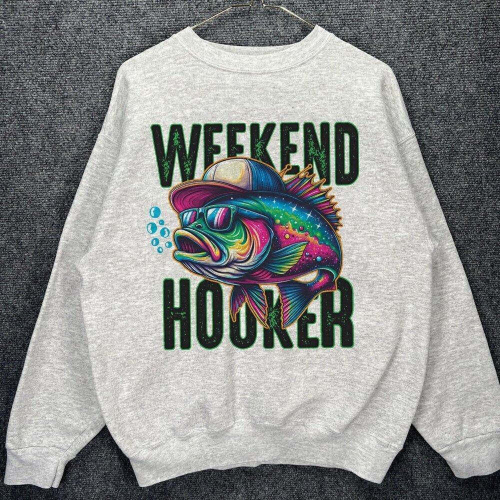 Weekend Hooker Fishing Lake Vibes Bass Fish Dad Fishing Sweatshirt